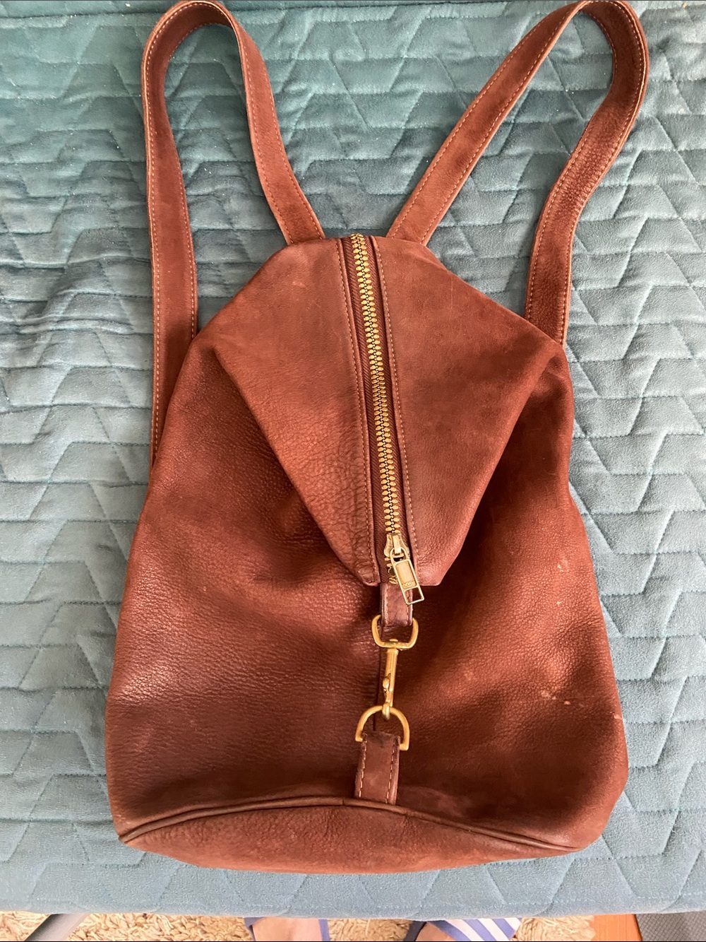 Brown Suede Leather Backpack